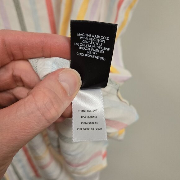 Torrid Challis Pleated Detail Rainbow Striped Sleeveless V-Neck Tank Top 4 - Picture 5 of 7